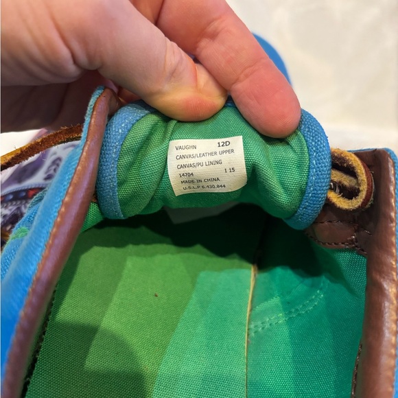 Polo Ralph Lauren Vaughn Canvas Low-Top Sneakers (Blue/Brown/Green) Size 12 - Picture 6 of 12